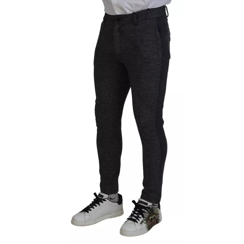 Dolce & Gabbana Gray Chevron Viscose Skinny Pants