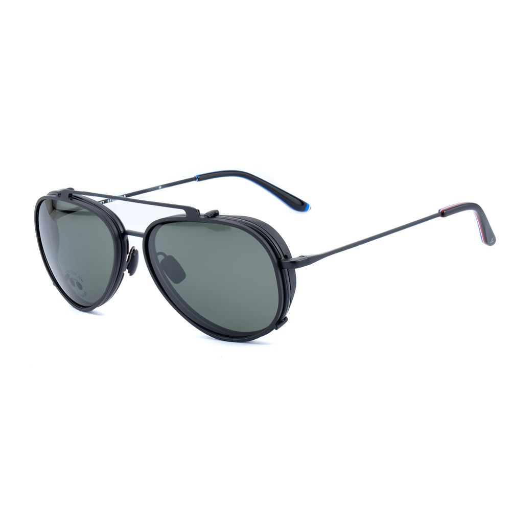 Vuarnet Black Stainless Steel Frames with clip-on sunglasses, grey lenses, black color, 54/17/145 mm dimensions, solar frame brown category 3