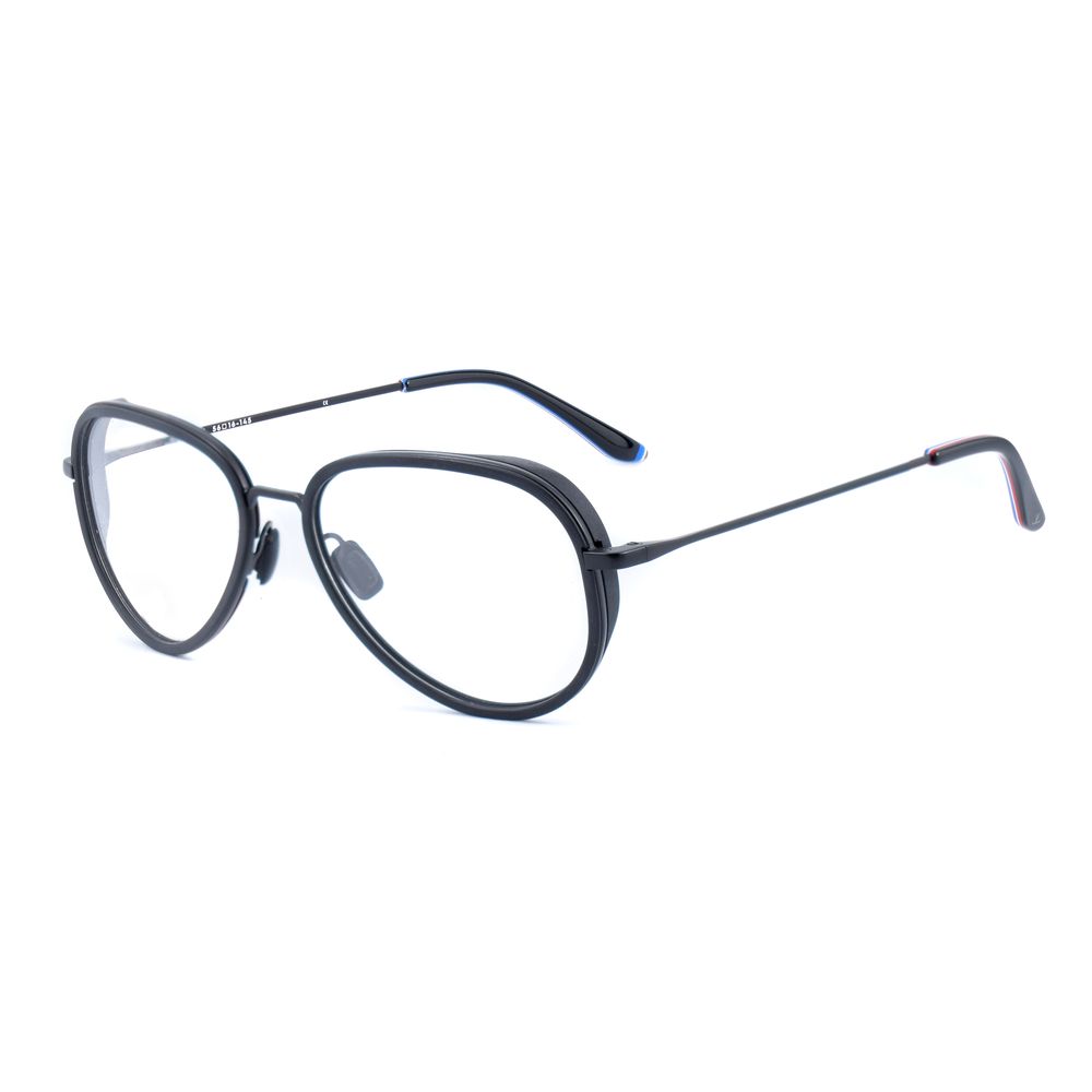 Vuarnet Black Stainless Steel Frames with clip-on sunglasses attachment, stylish eyewear in grey with hooks for sun protection.