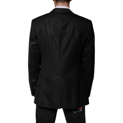 Dolce & Gabbana Black Stripe Wool Single Breasted Blazer