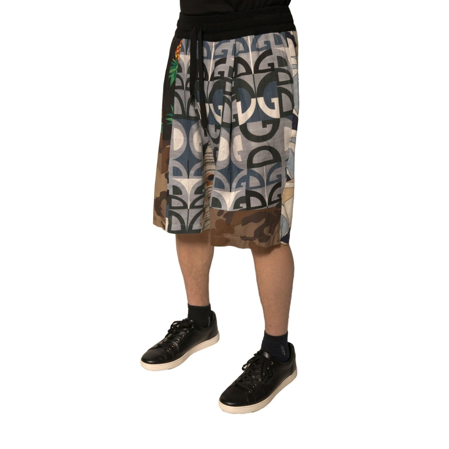 Dolce & Gabbana Multicolor Patchwork Linen Bermuda Shorts