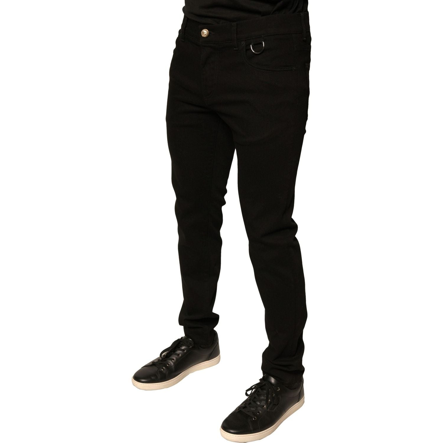 Dolce & Gabbana Black Logo Cotton Stretch Skinny Denim Jeans