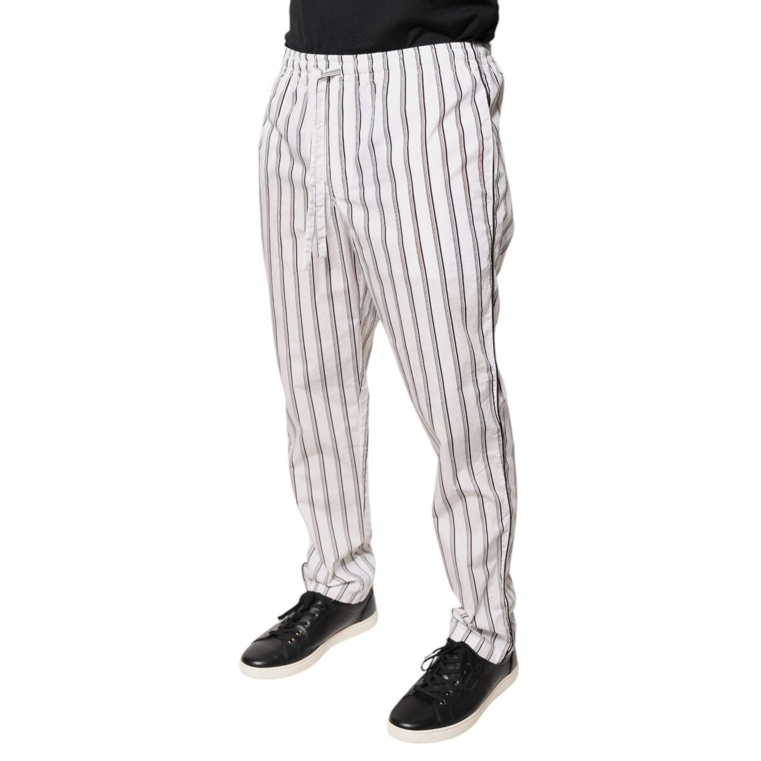 Dolce & Gabbana White Stripes Cotton Skinny Dress Pants