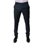 Dolce & Gabbana Blue Wool Tapered Formal Dress Pants