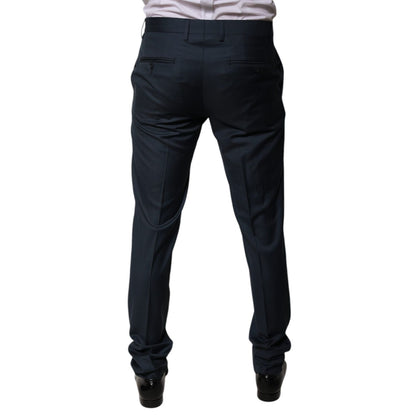 Dolce & Gabbana Blue Wool Tapered Formal Dress Pants