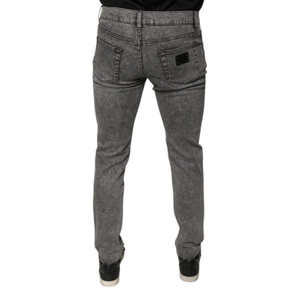 Dolce & Gabbana Gray Washed Cotton Skinny Denim Jeans