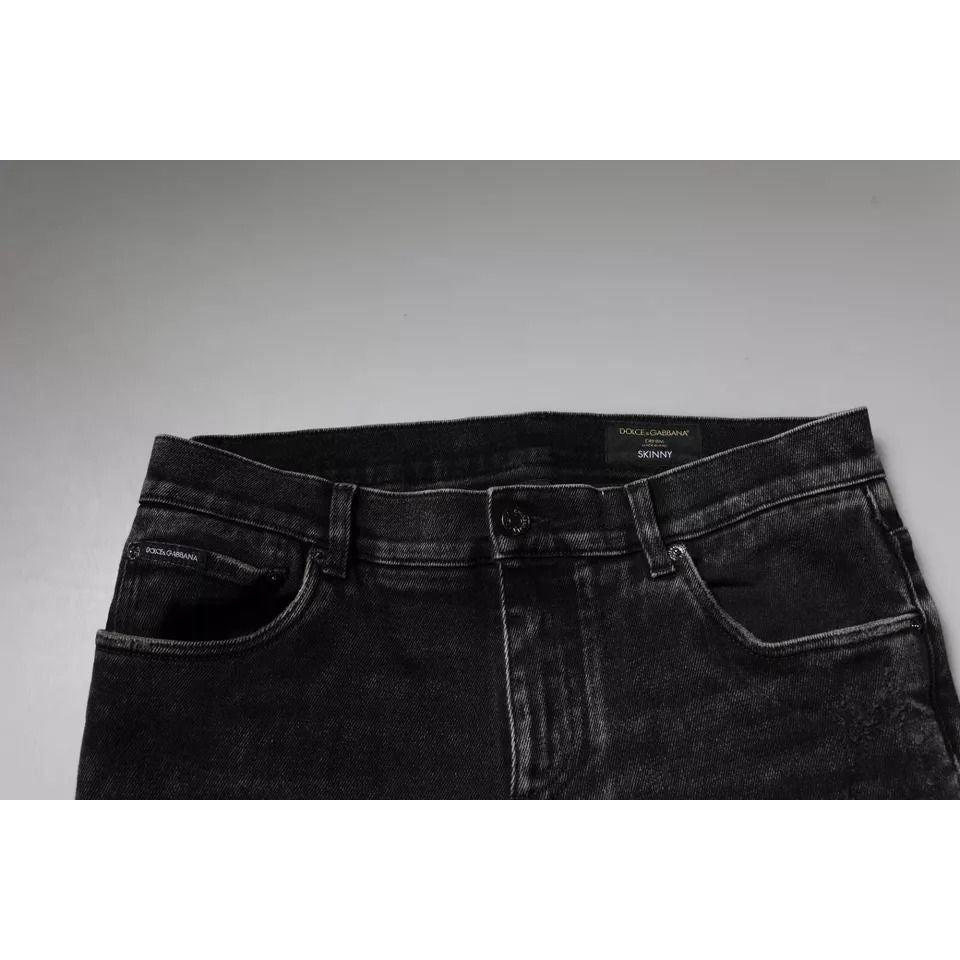Dolce & Gabbana Black Cotton Stretch Skinny Men Denim Jeans