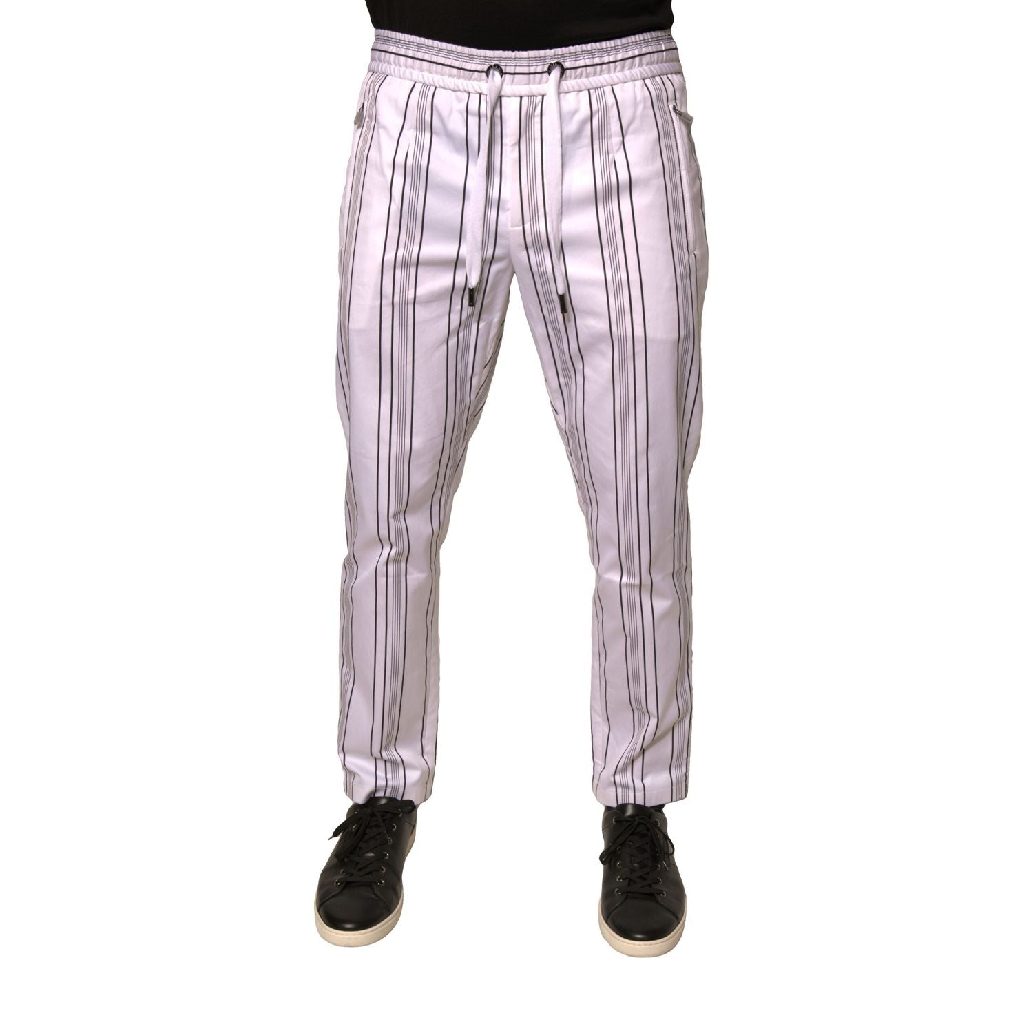 Dolce & Gabbana White Stripe Cotton Dress Skinny Pants