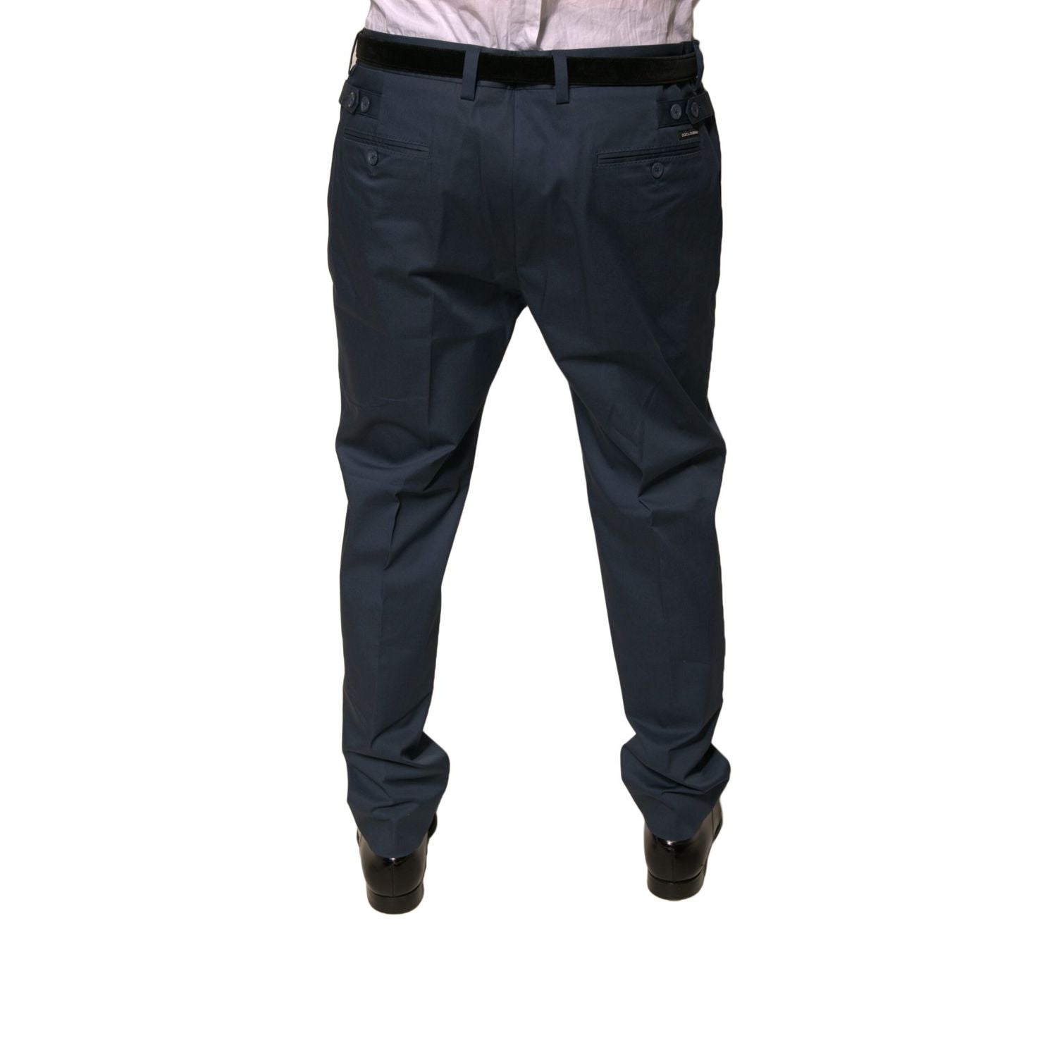 Dolce & Gabbana Dark Blue Cotton Stretch Skinny Men Dress Pants