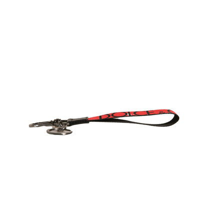 Dolce & Gabbana Red Logo Leather Silver Brass Holder Keychain Keyring