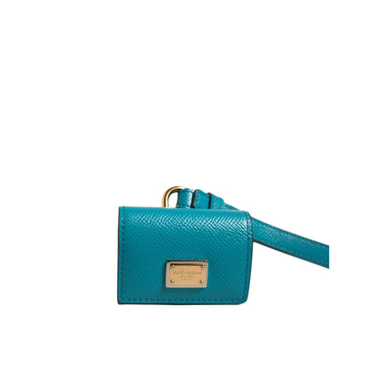 Dolce & Gabbana Green Logo Plaque Leather Gold Metal Strap Airpods Case