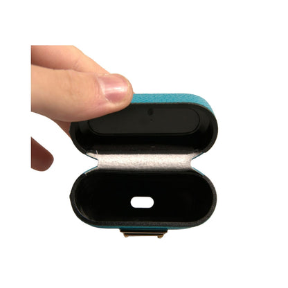 Dolce & Gabbana Green Leather Metal Logo Plaque Holder Airpods Case