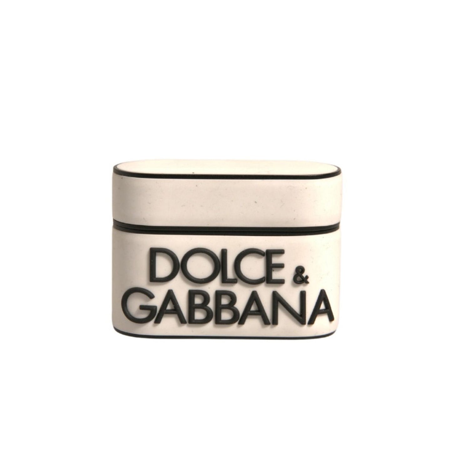 Dolce & Gabbana White PVC Embossed Logo Plaque Holder Airpods Case