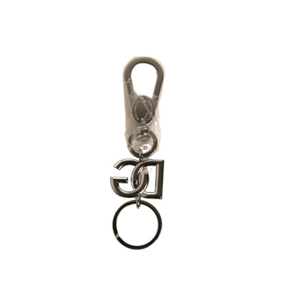 Dolce & Gabbana Silver Brass DG Logo Keychain Metal Ring Keyring