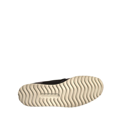 Dolce & Gabbana Black Canvas Tropical Print Slip On Shoes