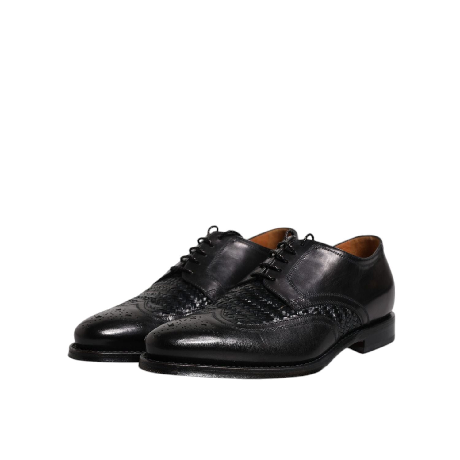 Dolce & Gabbana Black Leather Derby Wingtip Lace Up Formal Dress Shoes