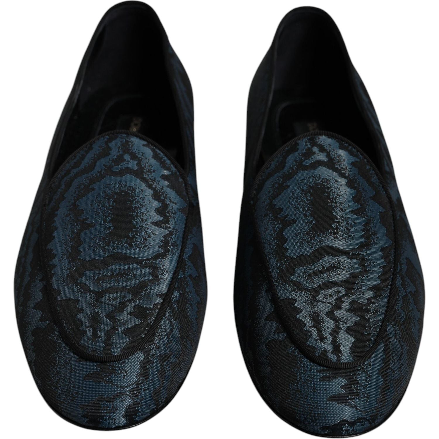 Dolce & Gabbana Blue Black Flats Men Loafers Dress Shoes
