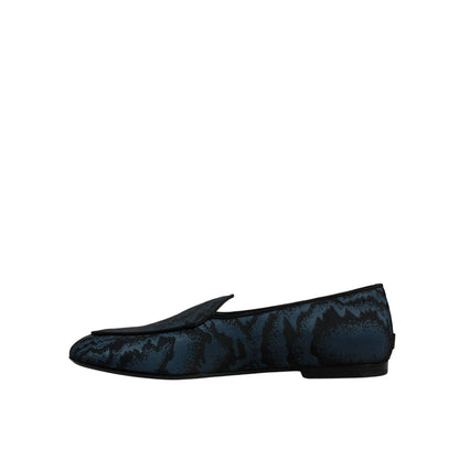 Dolce & Gabbana Blue Black Flats Men Loafers Dress Shoes