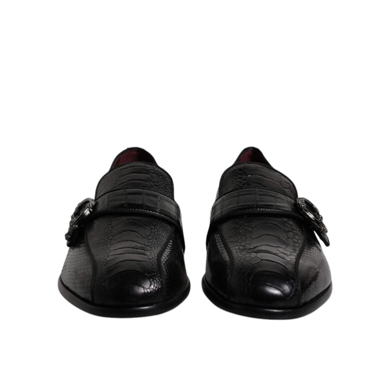 Dolce & Gabbana Black Exotic Leather DG Logo Loafers Formal Dress Shoes