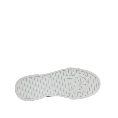 Dolce & Gabbana White Black Cotton High Top Sneakers Shoes
