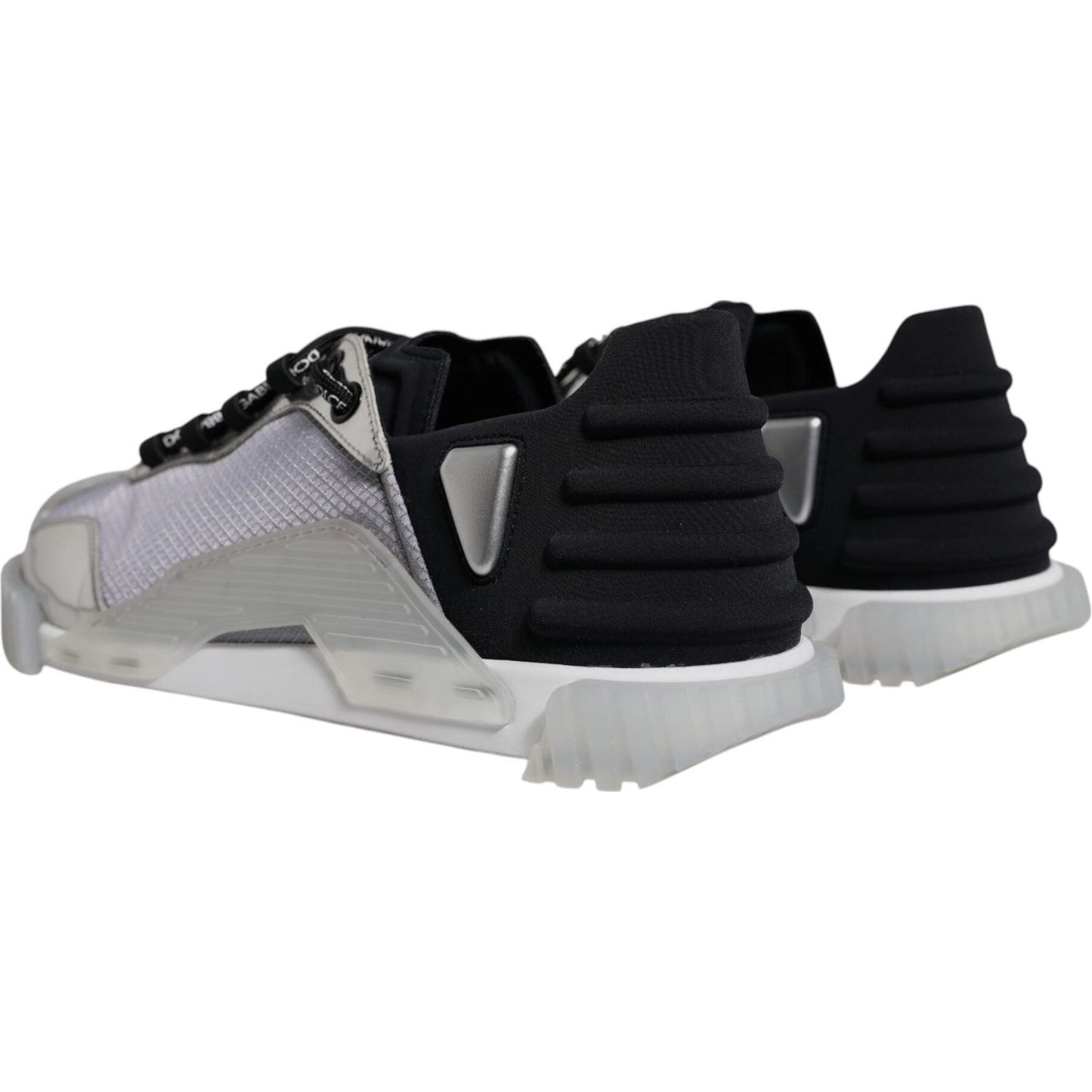 Dolce & Gabbana Silver Black Nylon NS1 Low Top Sneakers Shoes