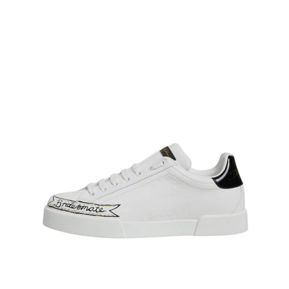 Dolce & Gabbana White Leather Low Top Lace Up Sneakers Shoes