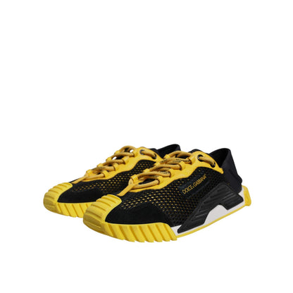 Dolce & Gabbana Black Yellow Low Top NS1 Sneakers Shoes