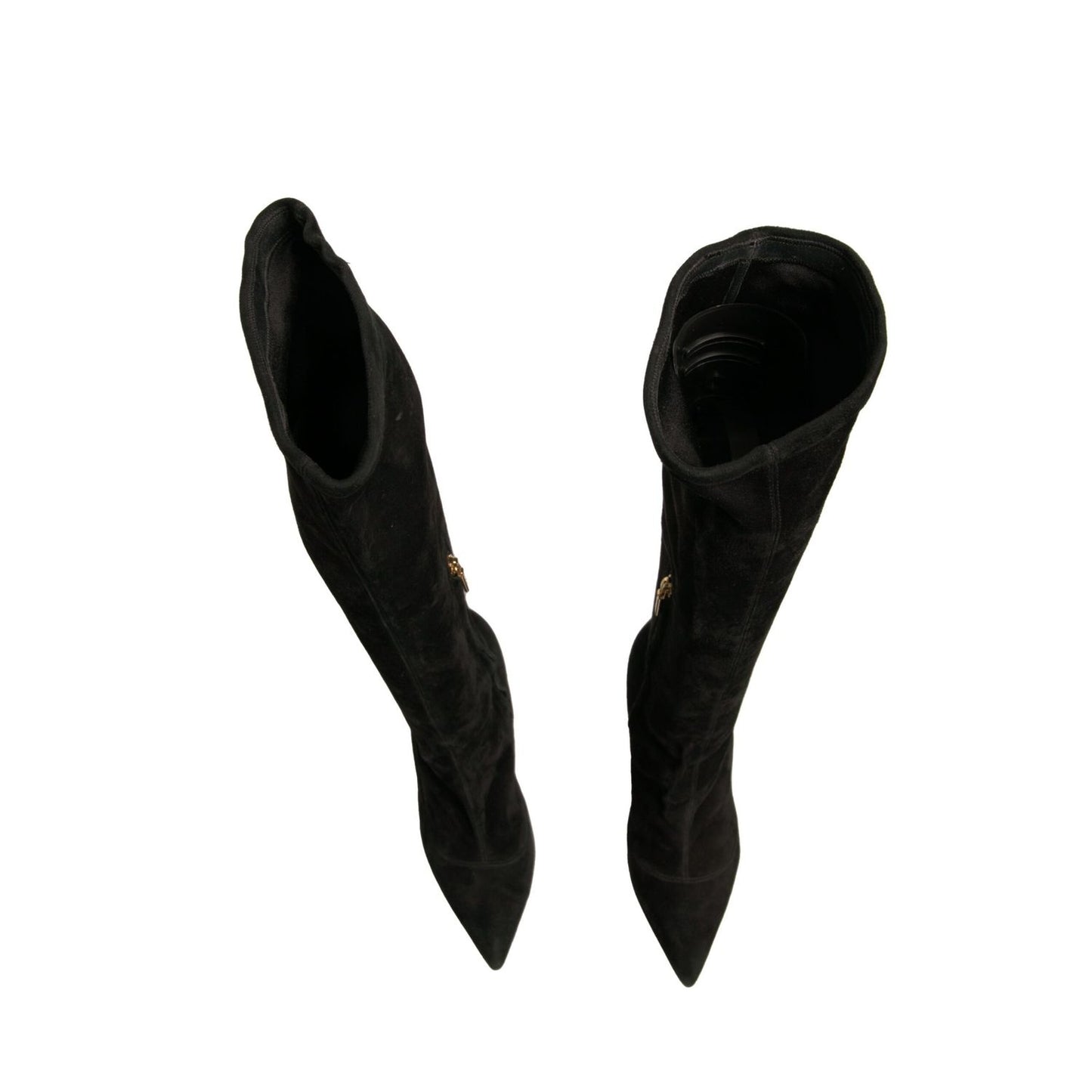 Dolce & Gabbana Black Suede Stiletto Knee High Boots Shoes