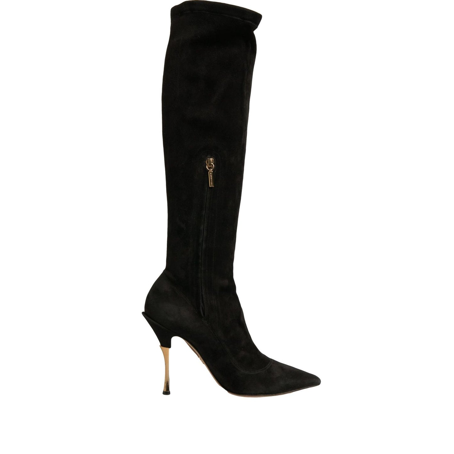 Dolce & Gabbana Black Suede Stiletto Knee High Boots Shoes