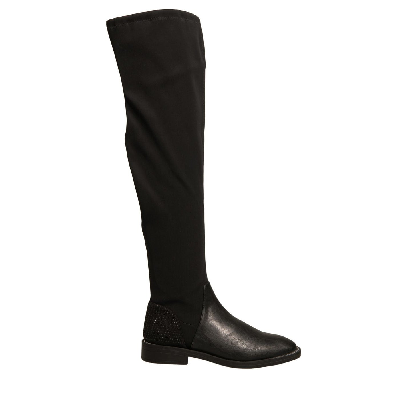 MY TWIN Black Leather Suede Flats High Boots Shoes