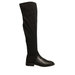 MY TWIN Black Leather Suede Flats High Boots Shoes
