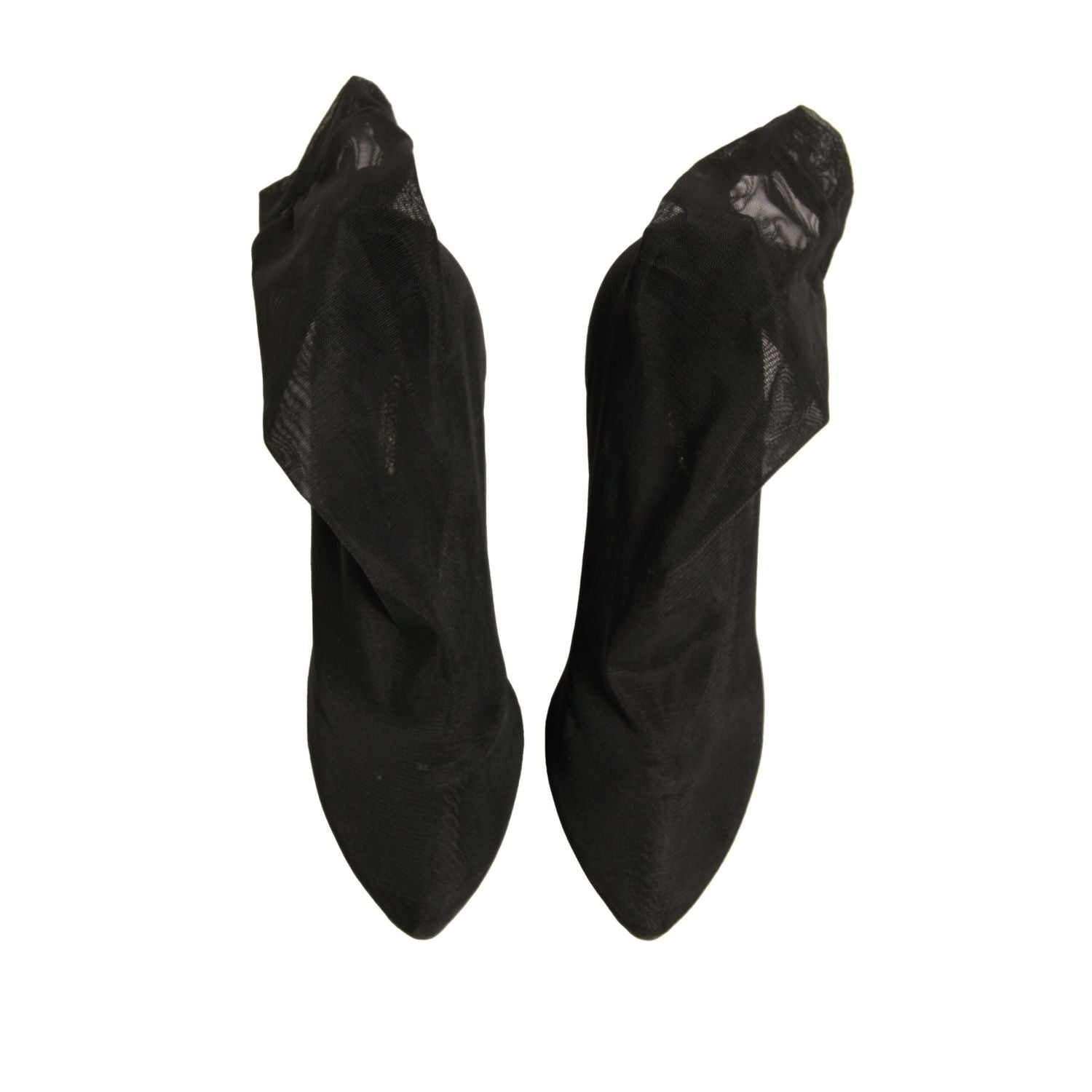 Dolce & Gabbana Black Silk Mesh Sock Style Heels Boots Shoes