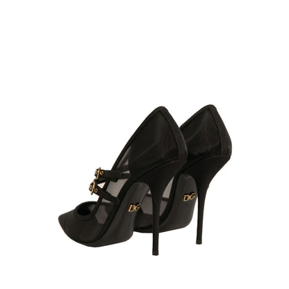 Dolce & Gabbana Black Mesh Mary Jane High Heels Pumps Shoes