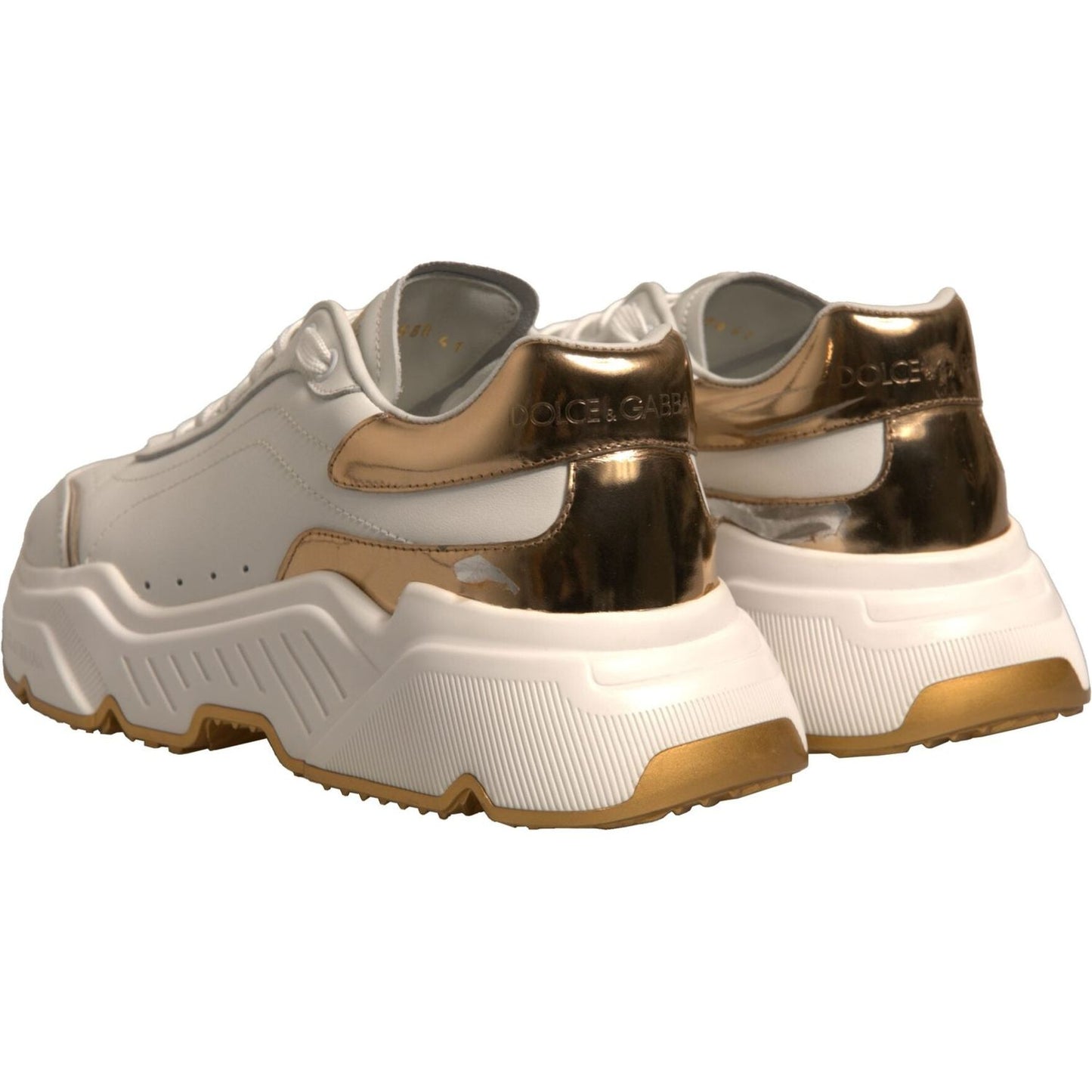 Dolce & Gabbana White Gold Daymaster Low Top Sneakers Shoes