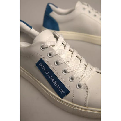 Dolce & Gabbana White Suede Leather Low Top Sneakers Shoes