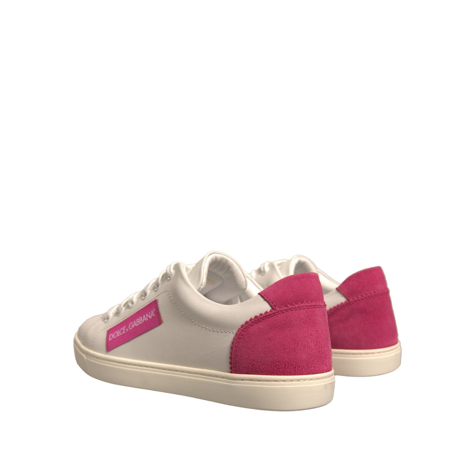 Dolce & Gabbana White Suede Leather Low Top Sneakers Shoes