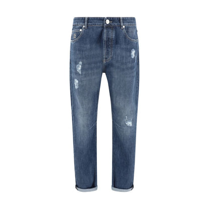Brunello Cucinelli Blue Cotton Straight-Leg Jeans