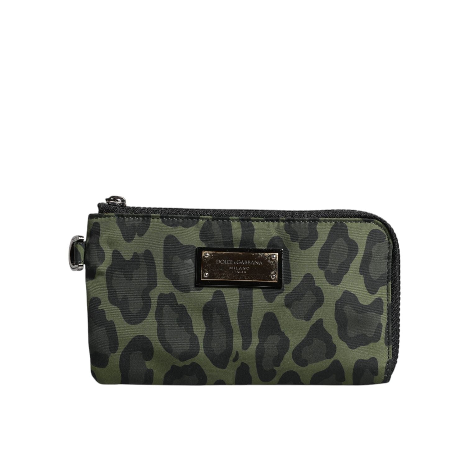 Dolce & Gabbana Green Leopard Leather Logo Plaque Multifunctional Kit Bag