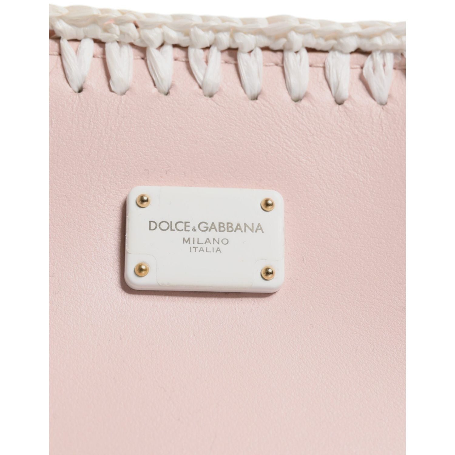 Dolce & Gabbana Light Pink Logo Plaque Soft Leather Strap Crossbody Bag