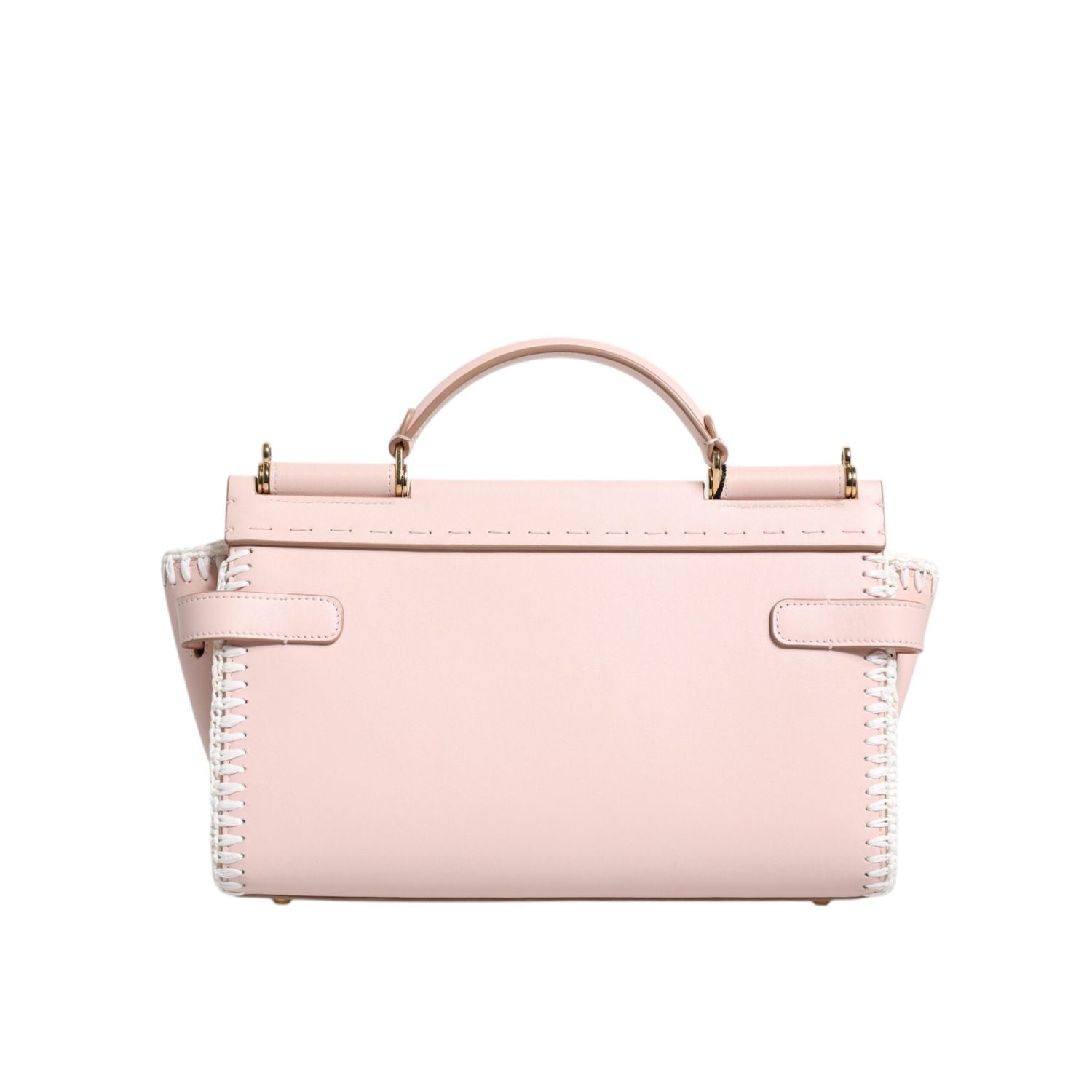 Dolce & Gabbana Light Pink Logo Plaque Soft Leather Strap Crossbody Bag