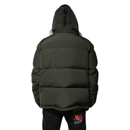 Dsquared² Green Hooded Long Sleeves Fur Shearling Jacket