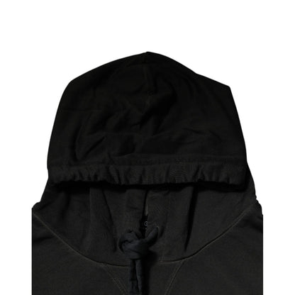 Dolce & Gabbana Black Cotton Hooded DG Shield Pullover Sweater