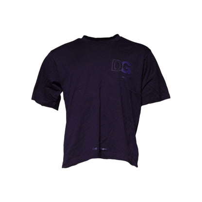 Dolce & Gabbana Purple DG Logo Cotton Crew Neck T-shirt