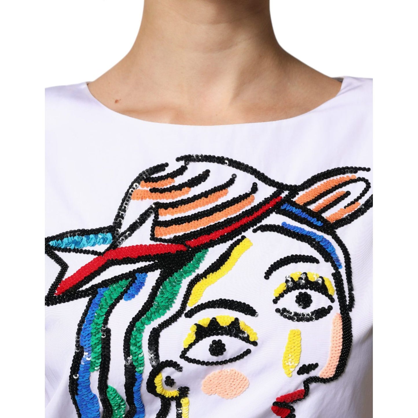 Moschino Couture White Printed Viscose Sheath Mini Dress