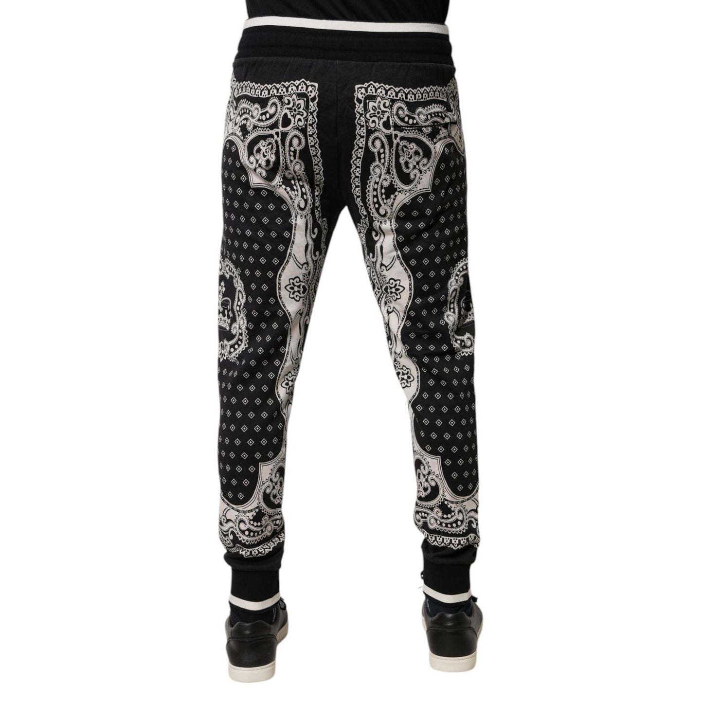 Dolce & Gabbana Black Bandana Cotton Jogger Pants