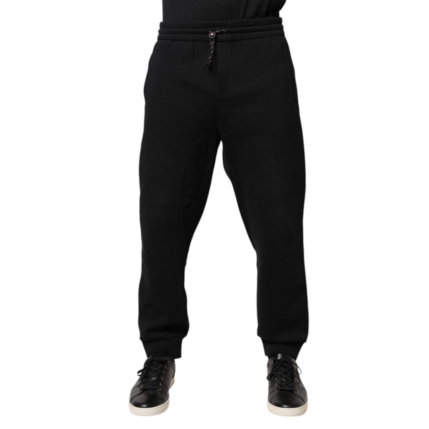 Dolce & Gabbana Black Logo Patch CottonJogger Sweatpants Pants