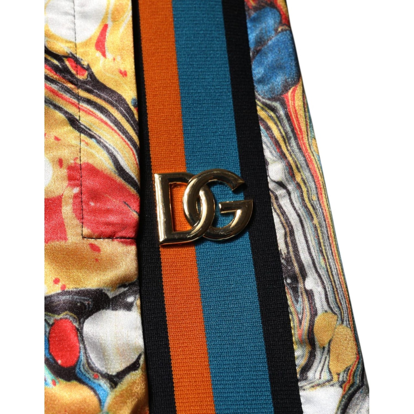 Dolce & Gabbana Multicolor Marble Satin Men Tracksuit Pants