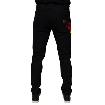 Dolce & Gabbana Black Cotton Stretch Slim Fit Men Denim Jeans