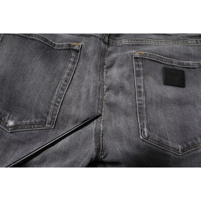 Dolce & Gabbana Dark Gray Washed Cotton Skinny Men Denim Jeans