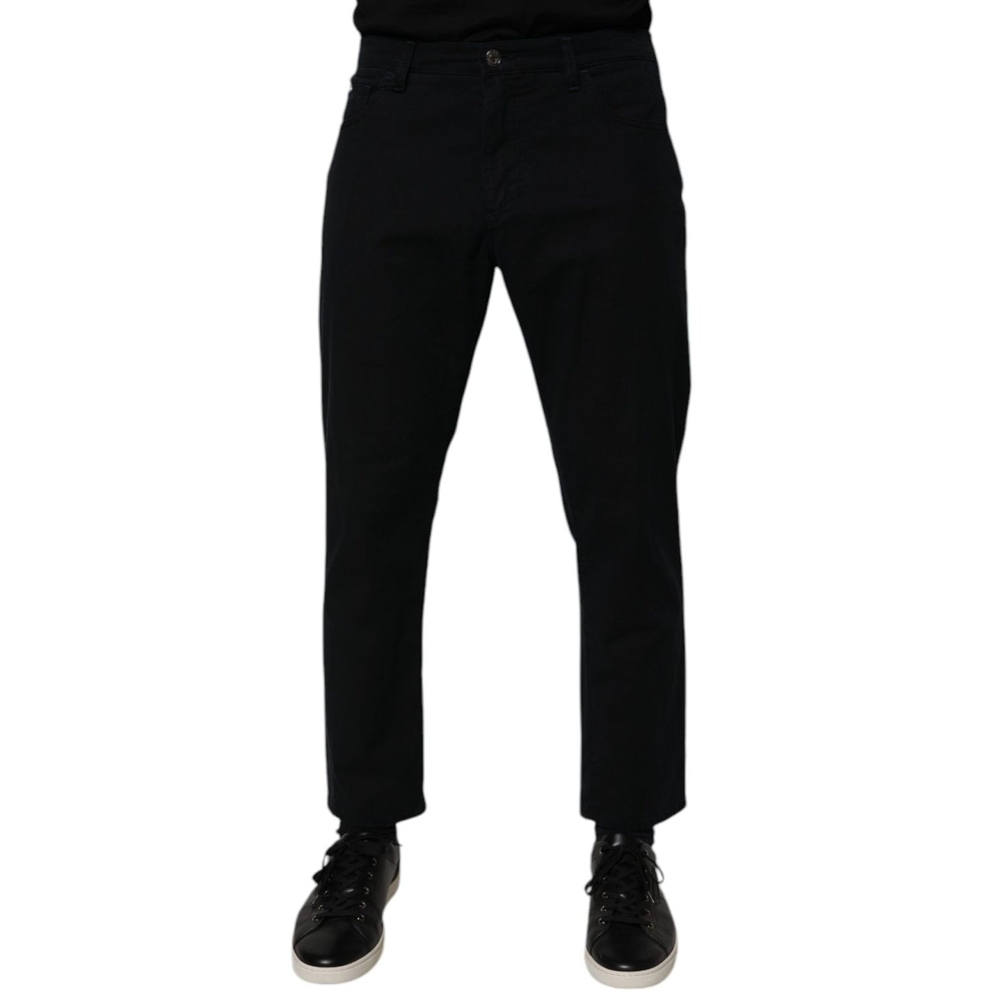 Dolce & Gabbana Dark Blue Cotton Stretch Loose Men Denim Jeans